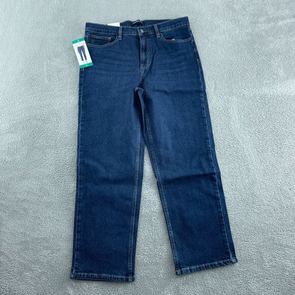 Calvin Klein Womens Dark Blue Straight Leg Jeans Size 12 NWT 4468 - Picture 1 of 11